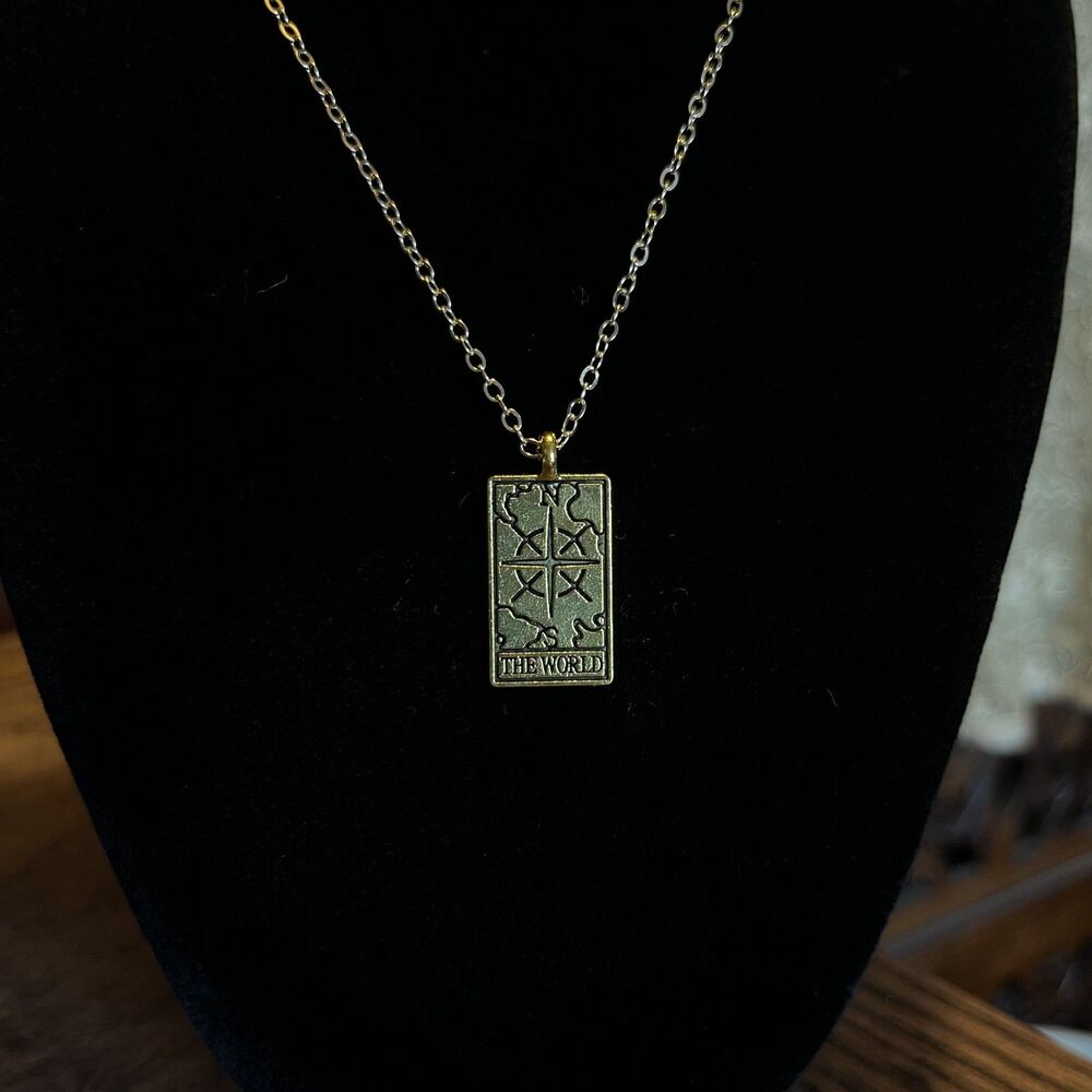 The World Gold Tone Tarot Necklace 16 in Whimsygoth Practical Magic Eccentric